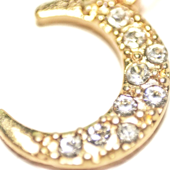 Golden crystal moon earrings - Picture 2 of 7